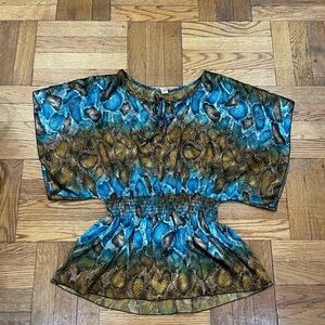 y2K Kaftan snakeskin Blue and Brown blouse by Topaz